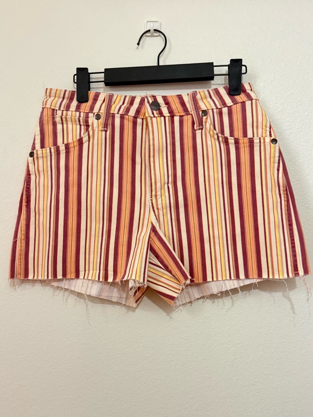 Wrangler Striped Jean Shorts - Red, Yellow & Cream